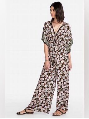 Johnny Was by Jade Karisma Floral Deep V-Neck Wide Leg Jumpsuit